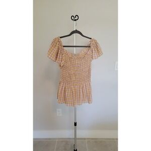 NWT Max Studios Plaid Off Shoulder Top